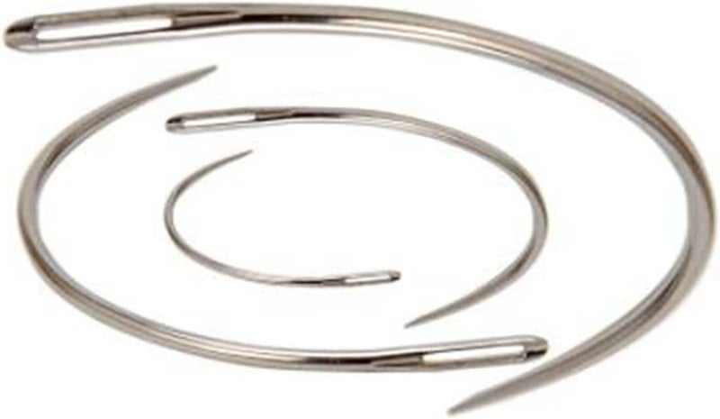 PETCTN 4 Pcs Silver Curved Leather Sewing Needles, Heavy Duty, Set for Weaving, Crafts & Repairing - Image 1